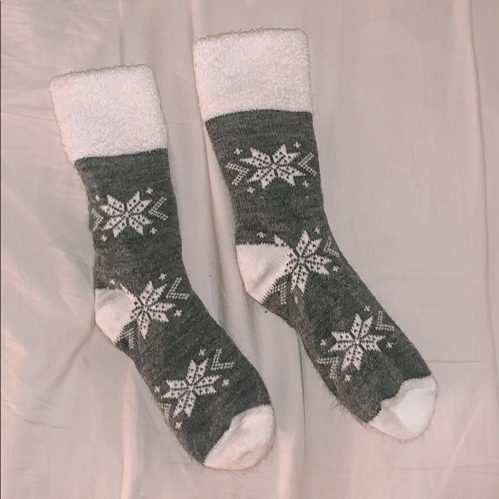 Winter Fuzzy Socks Target Gray Snowflake